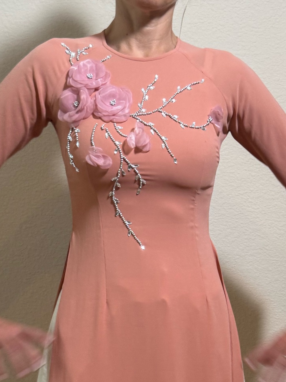VINTAGE HAND-EMBELLISHED FULL LENGTH DUSTY ROSE DRESS/TUNIC